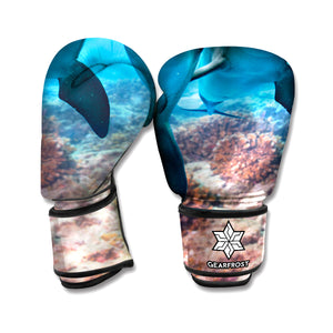 Cute Dolphins In The Ocean Print Boxing Gloves