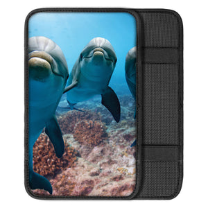 Cute Dolphins In The Ocean Print Car Center Console Cover