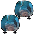 Cute Dolphins In The Ocean Print Car Headrest Covers