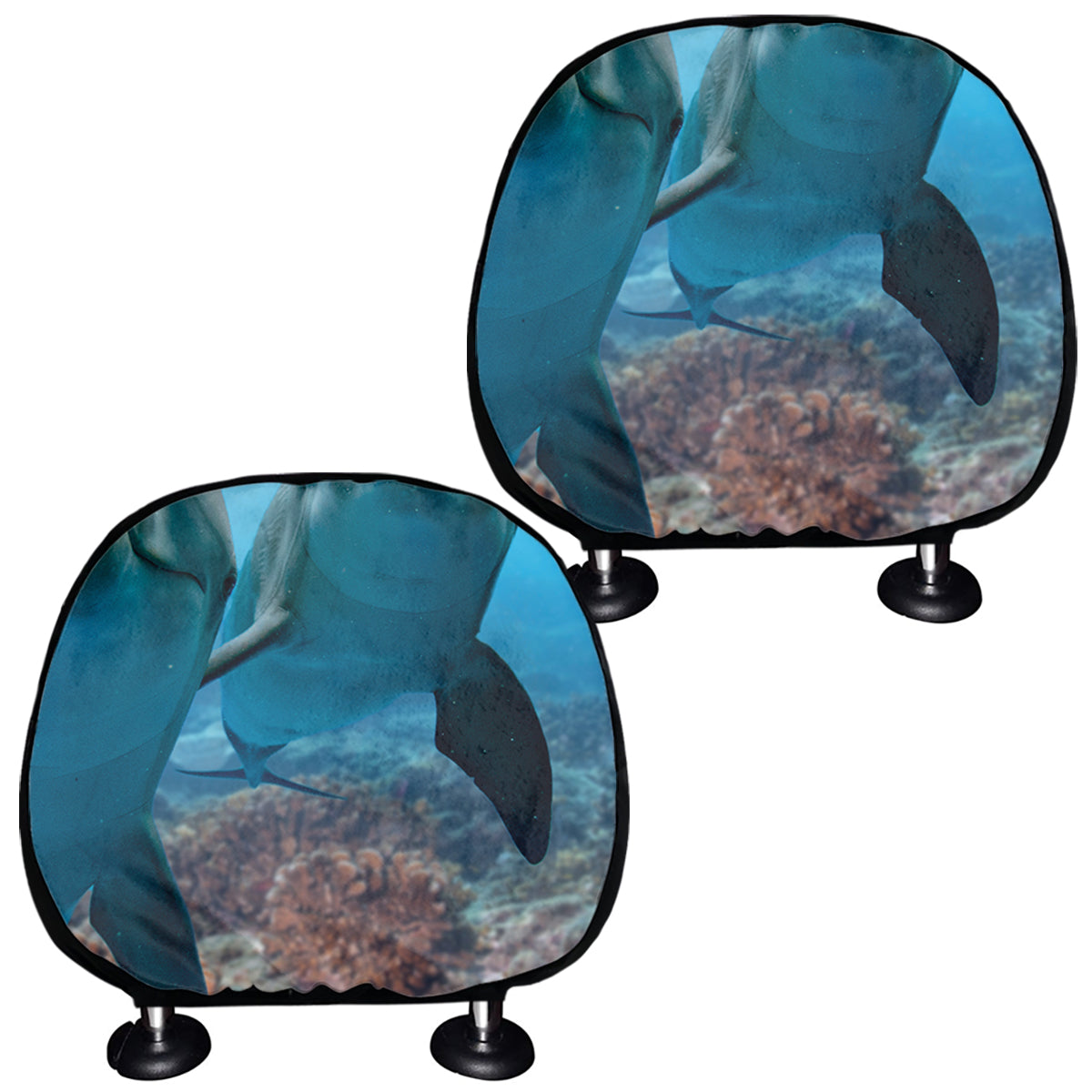 Cute Dolphins In The Ocean Print Car Headrest Covers
