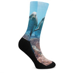 Cute Dolphins In The Ocean Print Crew Socks