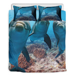 Cute Dolphins In The Ocean Print Duvet Cover Bedding Set