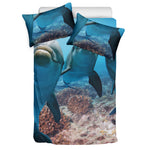 Cute Dolphins In The Ocean Print Duvet Cover Bedding Set