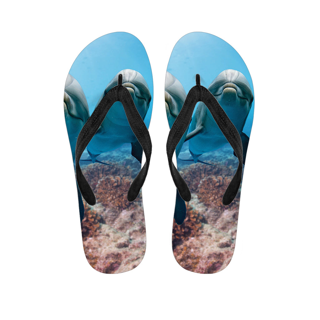 Cute Dolphins In The Ocean Print Flip Flops