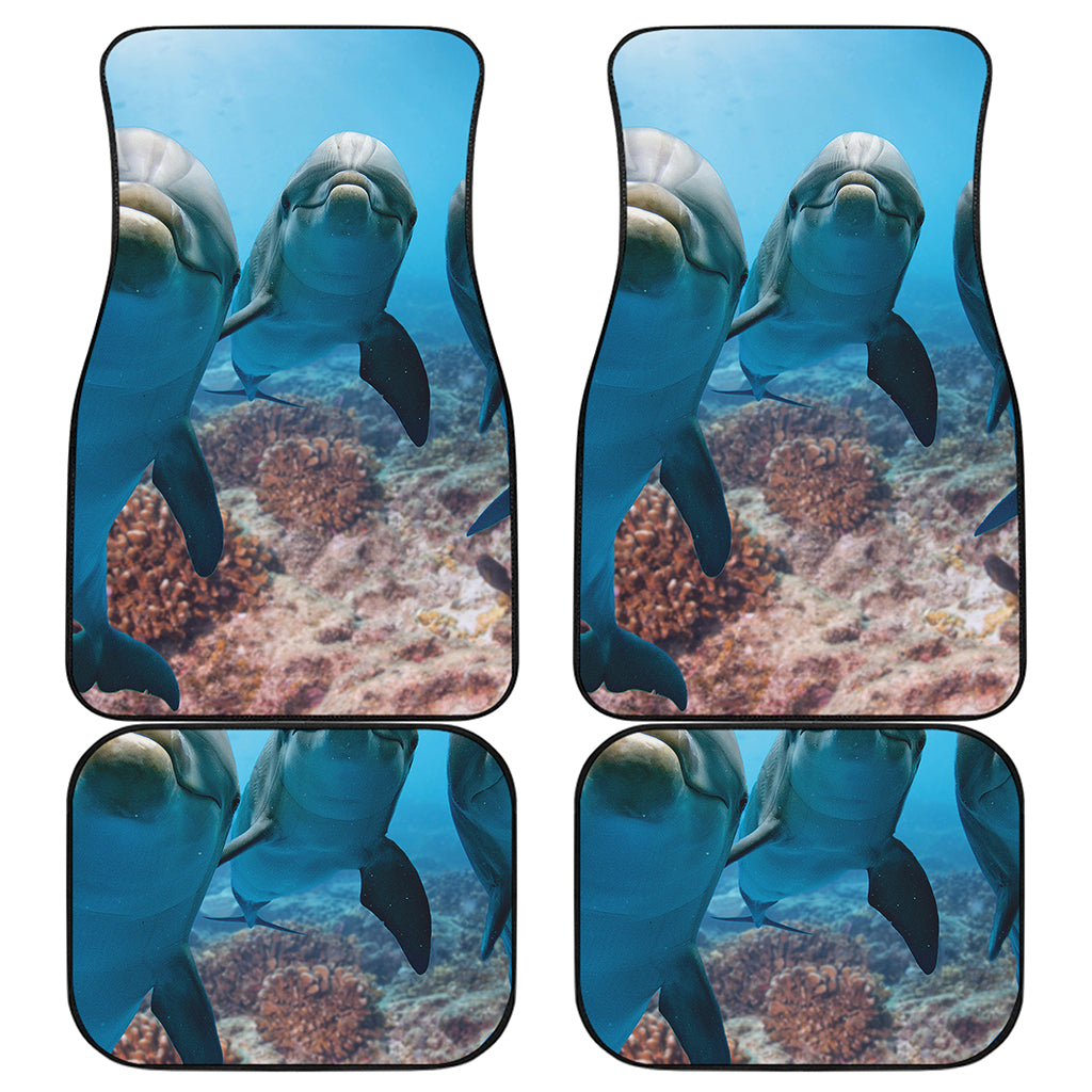 Cute Dolphins In The Ocean Print Front and Back Car Floor Mats