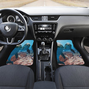 Cute Dolphins In The Ocean Print Front and Back Car Floor Mats