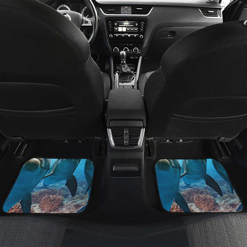 Cute Dolphins In The Ocean Print Front and Back Car Floor Mats