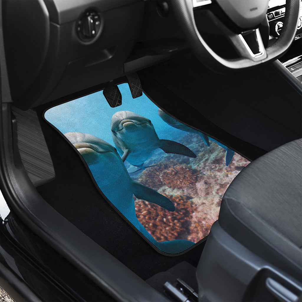 Cute Dolphins In The Ocean Print Front and Back Car Floor Mats