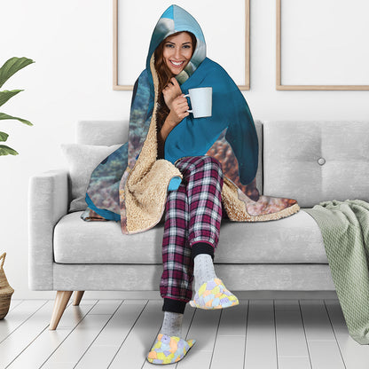 Cute Dolphins In The Ocean Print Hooded Blanket