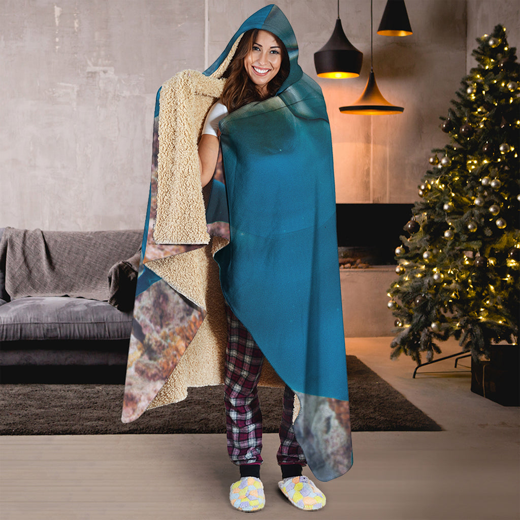 Cute Dolphins In The Ocean Print Hooded Blanket