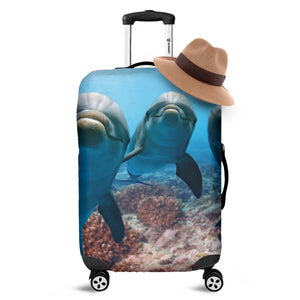 Cute Dolphins In The Ocean Print Luggage Cover