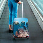 Cute Dolphins In The Ocean Print Luggage Cover