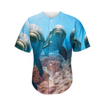 Cute Dolphins In The Ocean Print Men's Baseball Jersey