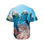 Cute Dolphins In The Ocean Print Men's Baseball Jersey