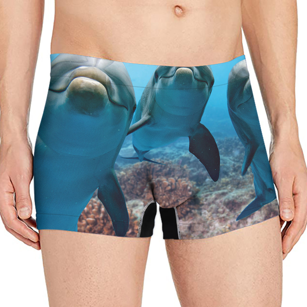 Cute Dolphins In The Ocean Print Men's Boxer Briefs