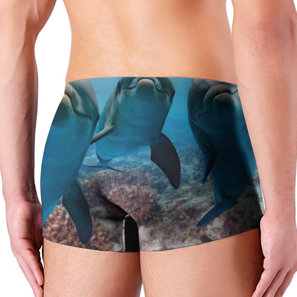 Cute Dolphins In The Ocean Print Men's Boxer Briefs