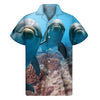 Cute Dolphins In The Ocean Print Men's Short Sleeve Shirt