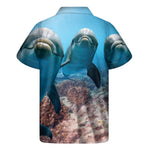 Cute Dolphins In The Ocean Print Men's Short Sleeve Shirt