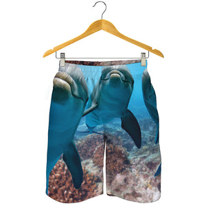 Cute Dolphins In The Ocean Print Men's Shorts