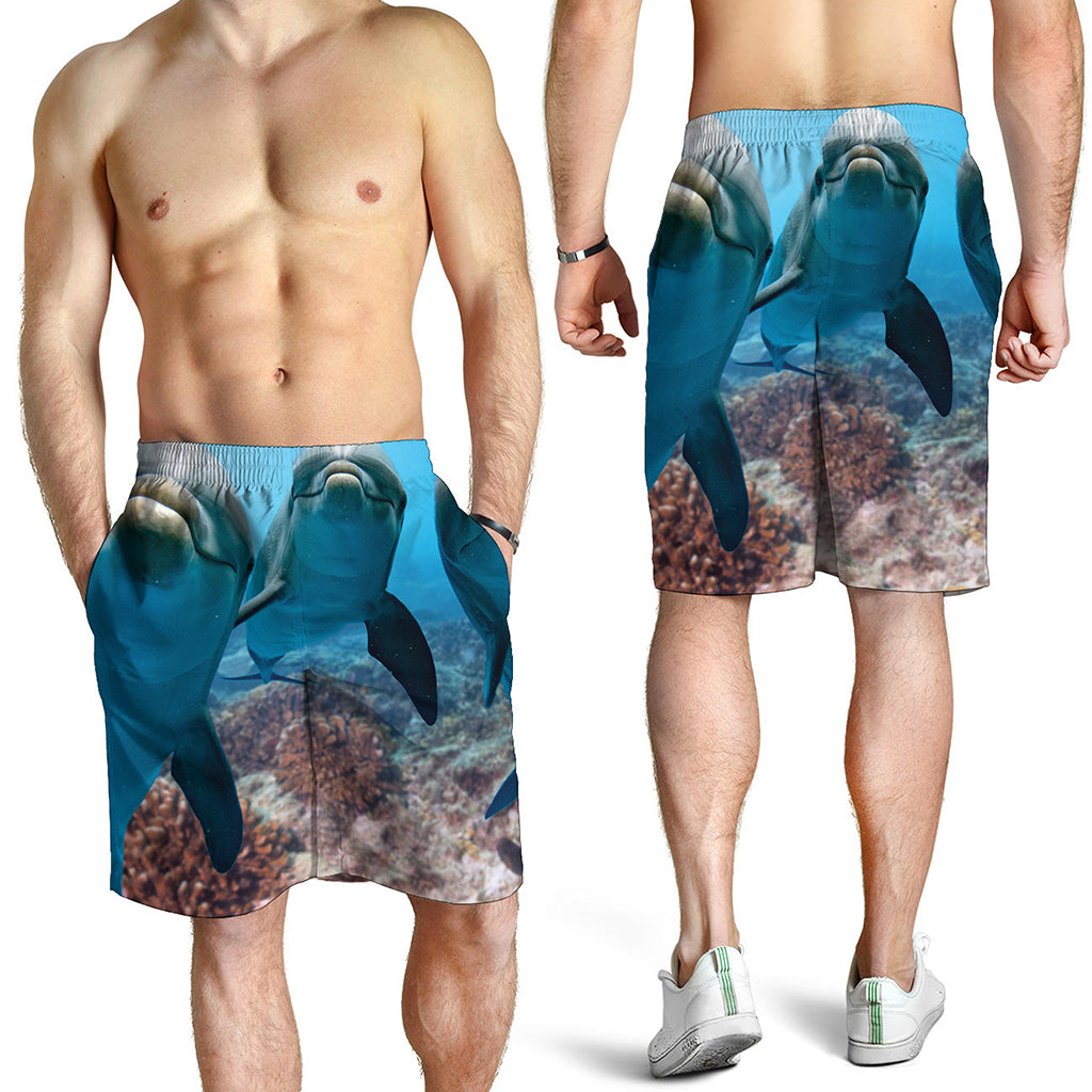 Cute Dolphins In The Ocean Print Men's Shorts