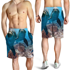 Cute Dolphins In The Ocean Print Men's Shorts