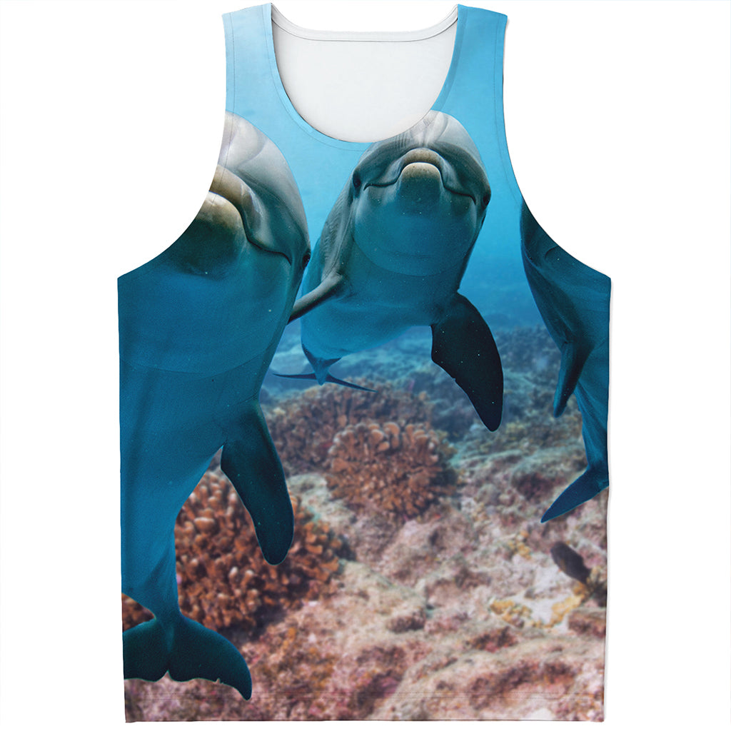 Cute Dolphins In The Ocean Print Men's Tank Top