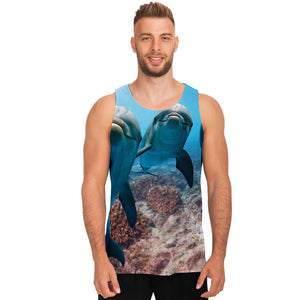 Cute Dolphins In The Ocean Print Men's Tank Top