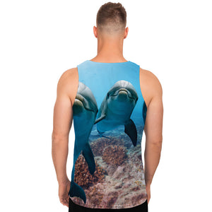 Cute Dolphins In The Ocean Print Men's Tank Top