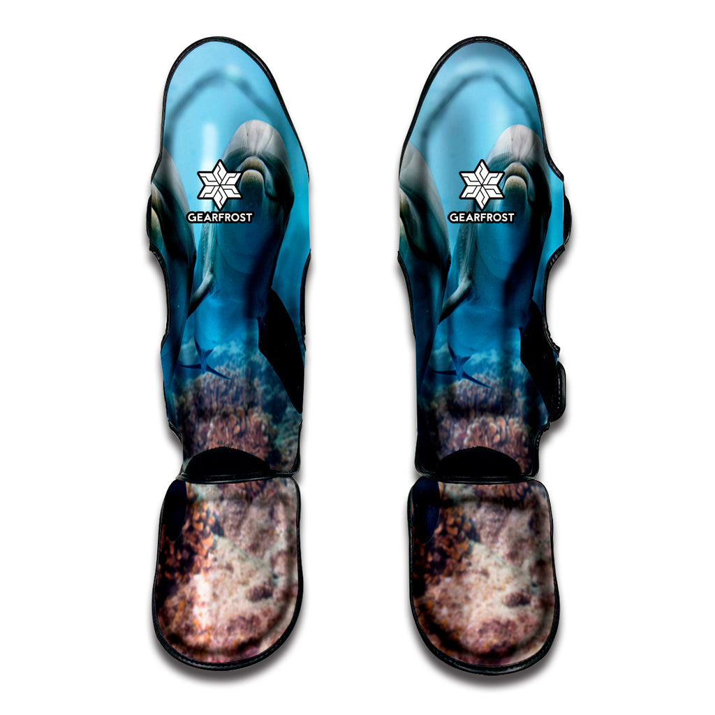 Cute Dolphins In The Ocean Print Muay Thai Shin Guard