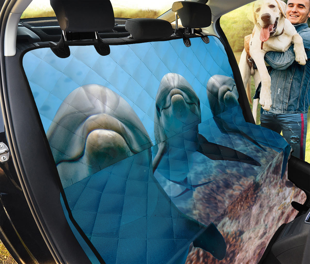 Cute Dolphins In The Ocean Print Pet Car Back Seat Cover