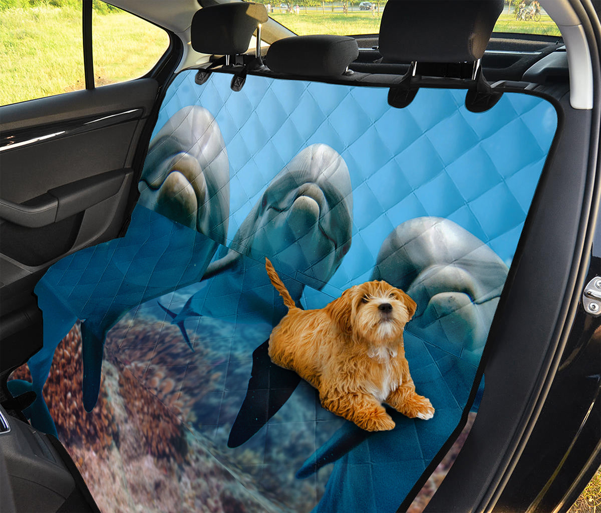 Cute Dolphins In The Ocean Print Pet Car Back Seat Cover