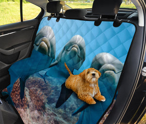 Cute Dolphins In The Ocean Print Pet Car Back Seat Cover