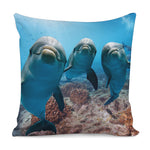 Cute Dolphins In The Ocean Print Pillow Cover