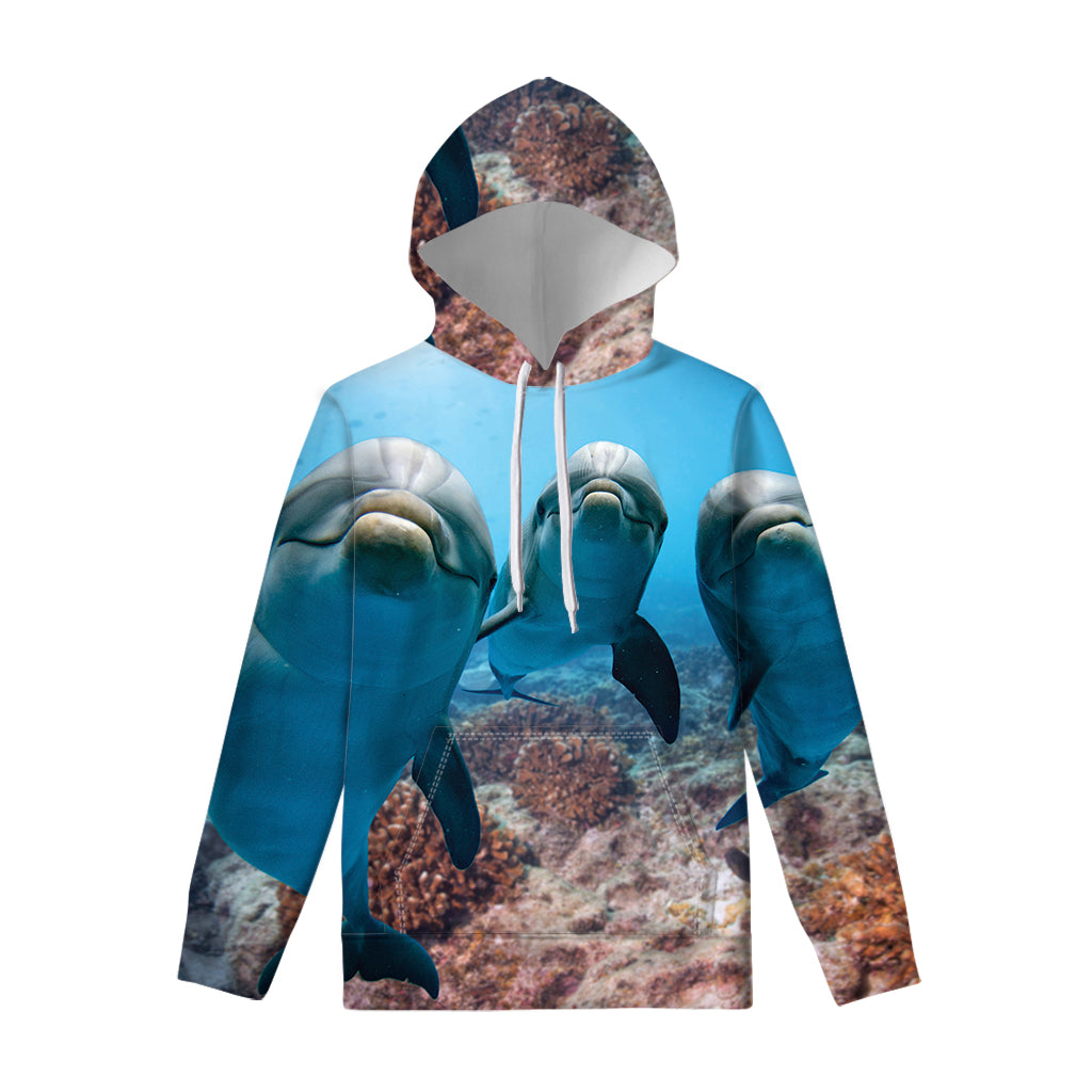 Cute Dolphins In The Ocean Print Pullover Hoodie