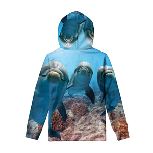 Cute Dolphins In The Ocean Print Pullover Hoodie