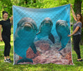 Cute Dolphins In The Ocean Print Quilt