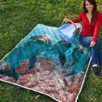 Cute Dolphins In The Ocean Print Quilt