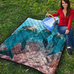 Cute Dolphins In The Ocean Print Quilt