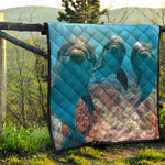 Cute Dolphins In The Ocean Print Quilt