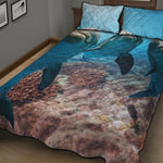 Cute Dolphins In The Ocean Print Quilt Bed Set