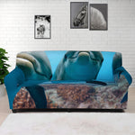 Cute Dolphins In The Ocean Print Sofa Cover