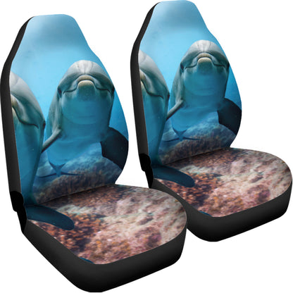 Cute Dolphins In The Ocean Print Universal Fit Car Seat Covers