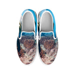 Cute Dolphins In The Ocean Print White Slip On Shoes