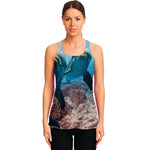 Cute Dolphins In The Ocean Print Women's Racerback Tank Top