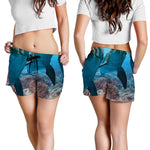 Cute Dolphins In The Ocean Print Women's Shorts