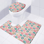 Cute Donut Pattern Print 3 Piece Bath Mat Set