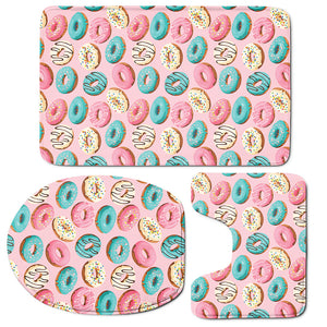 Cute Donut Pattern Print 3 Piece Bath Mat Set