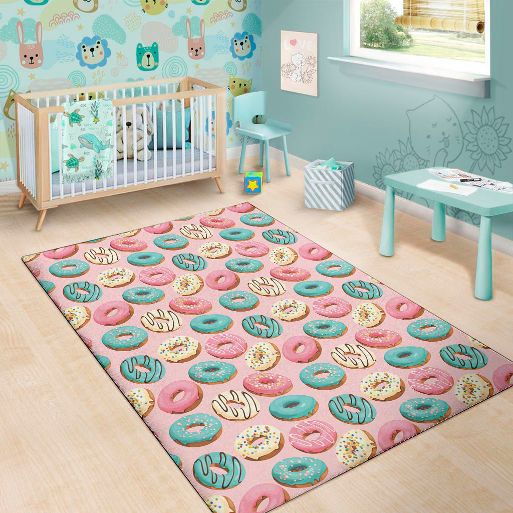 Cute Donut Pattern Print Area Rug
