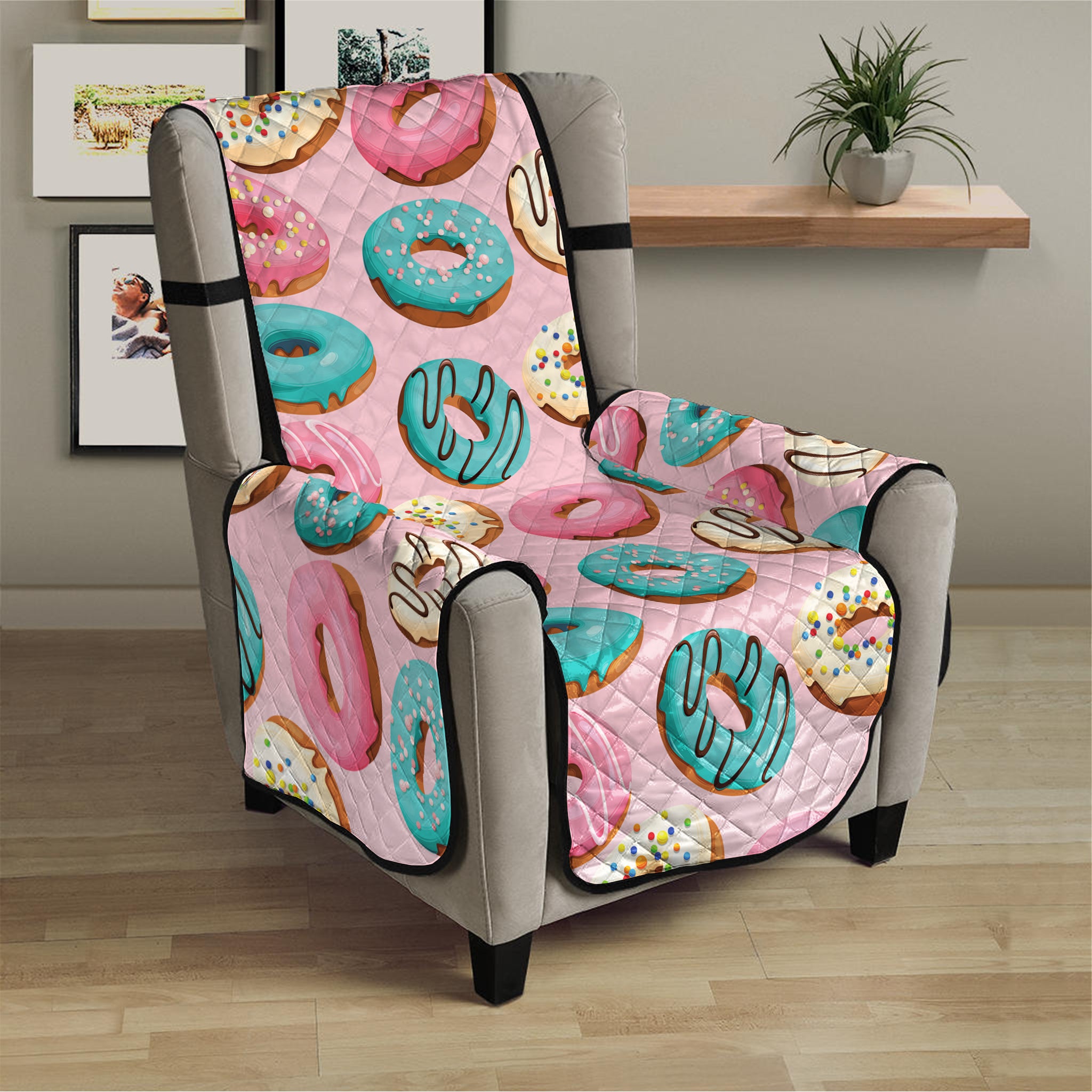 Cute Donut Pattern Print Armchair Protector