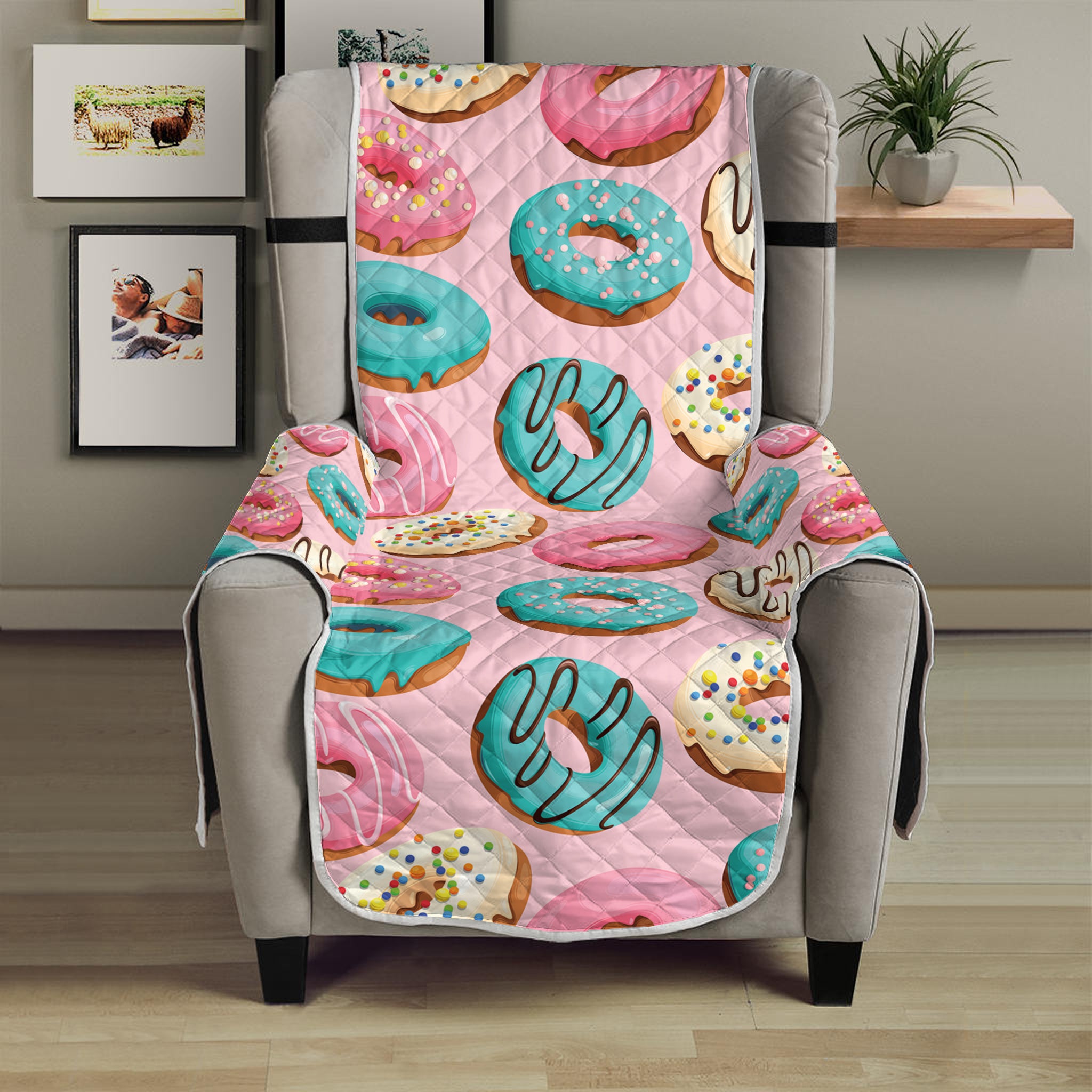 Cute Donut Pattern Print Armchair Protector